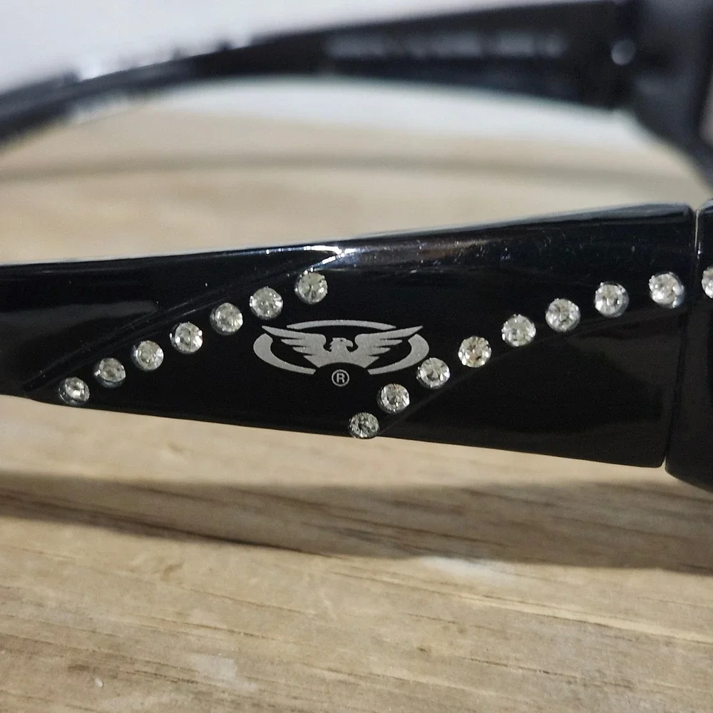Harley Davidson Marilyn 11 Global Vision Black Rhinestone Riding Sunglasses